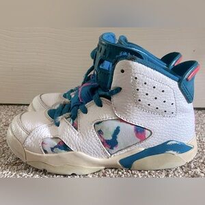 NIKE AIR JORDAN 6 RETRO (GS) WHITE-FUCHSIA SZ 7C  TODDLER 543389-153